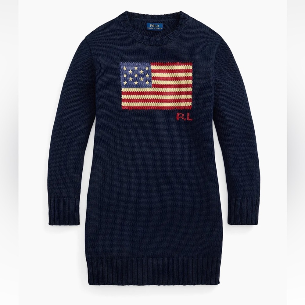 RALPH LAUREN Big Girls American Flag Knit Dress